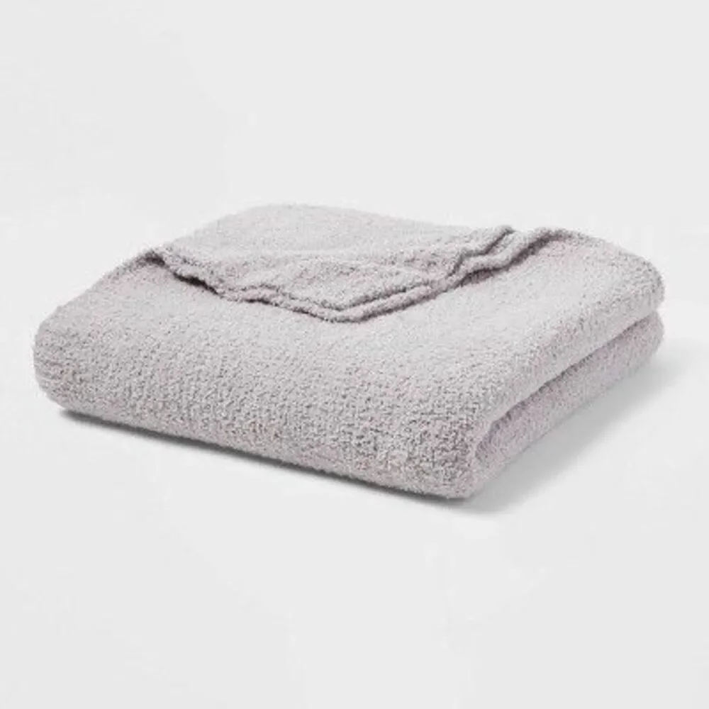 Open Box - Threshold - Full/Queen Cozy Chenille Bed Blanket Gray - Thresh Gray